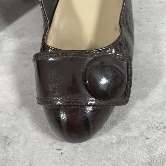 Kate Spade Womens Patent Leather‎ Pumps Heels Sz 7.5M Brown Round Toe Shoes - Picture 3 of 10